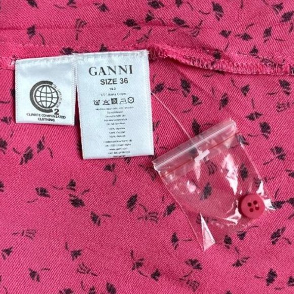 🦩3x HP!🦩 NWT Ganni Barra Pink Crepe Shirt Dress - Picture 9 of 11